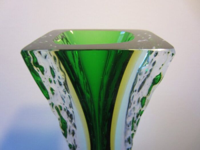 vintage murano glass green vase 1960s 6