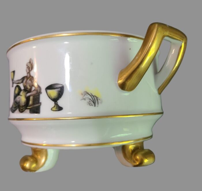 vintage neoclassical scene porcelain hand painted gilded planter cachepot 0037