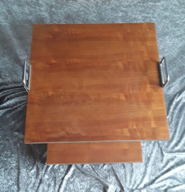 vintage newspaper stand or side table in teak 1970s 6