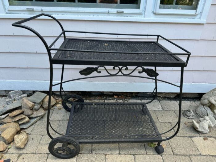 vintage ow lee garden park wrought iron serving cart with wheels 1699