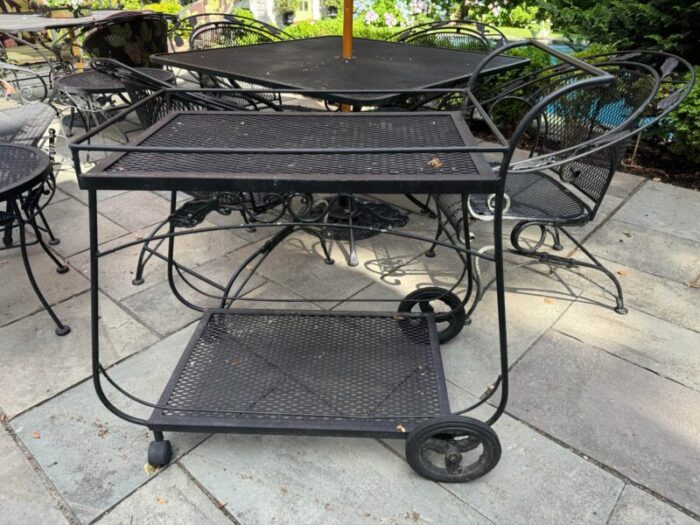 vintage ow lee garden park wrought iron serving cart with wheels 8702