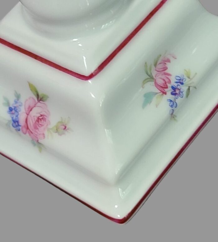 vintage pair ofporcelain hand painted romantic floral vista alegre portugal candlesticks 9910