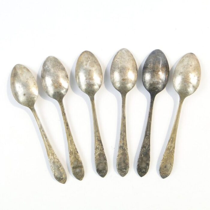 vintage polish brass mocca spoons 1950s set of 6 1