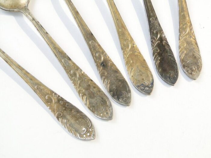 vintage polish brass mocca spoons 1950s set of 6 2