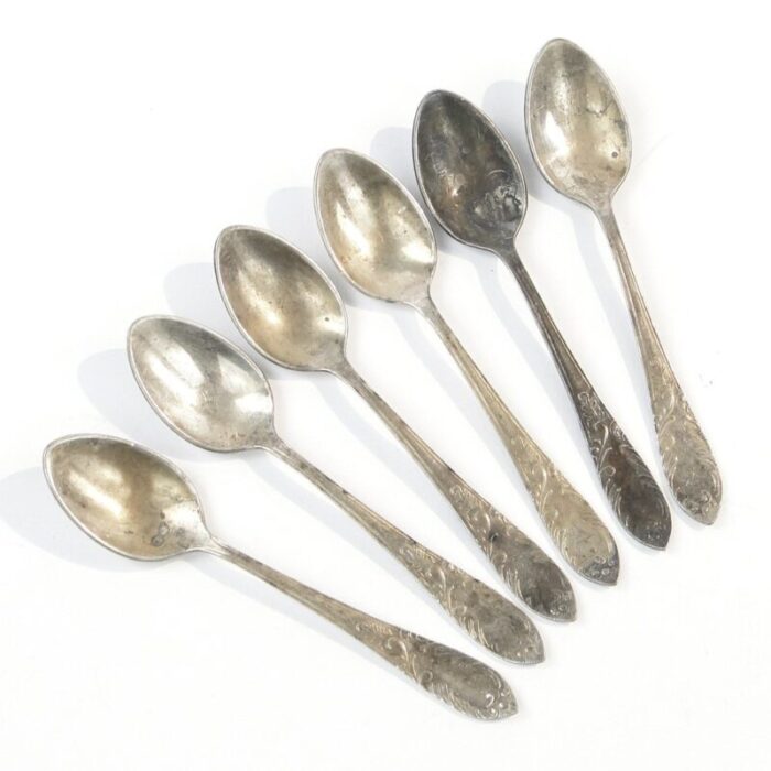 vintage polish brass mocca spoons 1950s set of 6 3