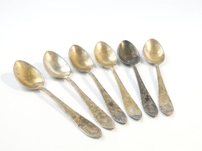 vintage polish brass mocca spoons 1950s set of 6 5