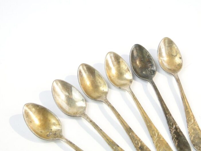 vintage polish brass mocca spoons 1950s set of 6 7