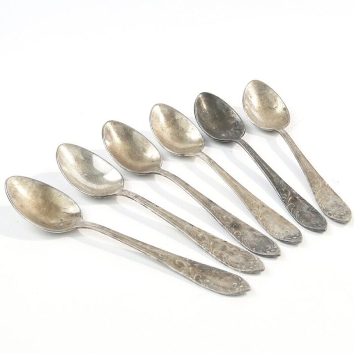 vintage polish brass mocca spoons 1950s set of 6 8