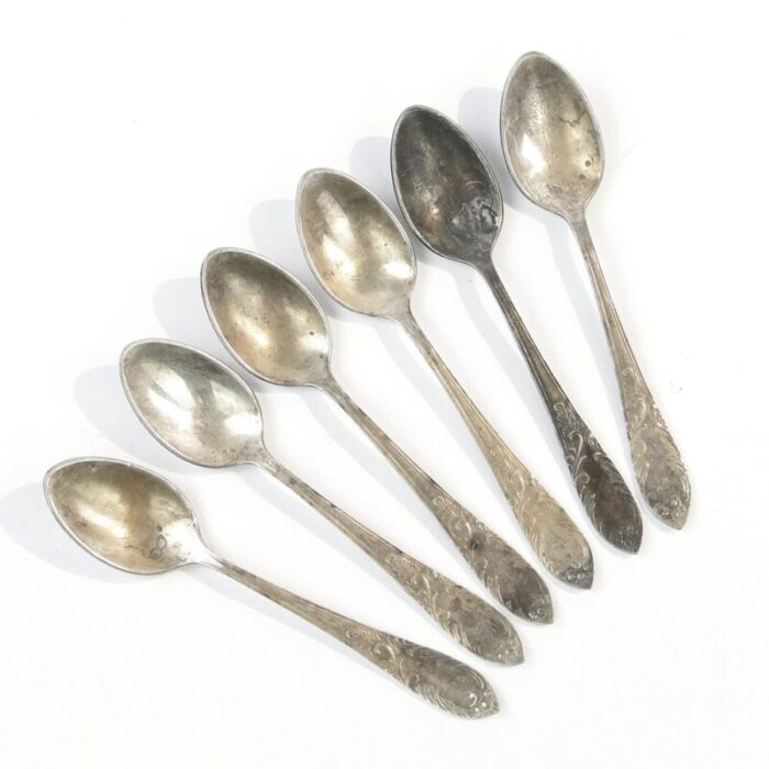 vintage polish brass mocca spoons 1950s set of 6 9