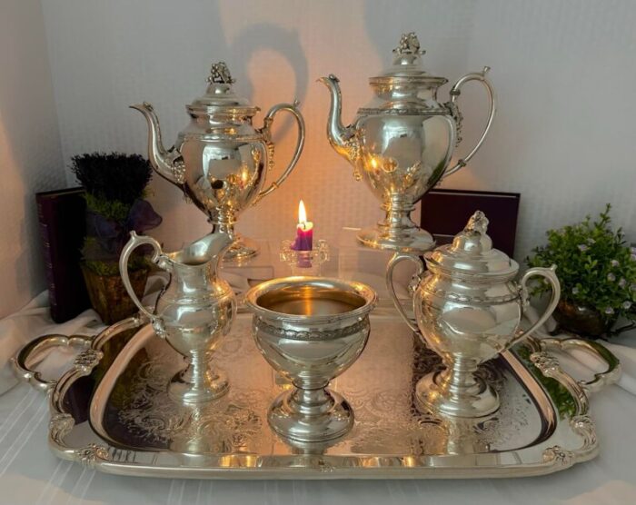 vintage reed and barton rogers silver plated tea and coffee service set 6 pieces 1550