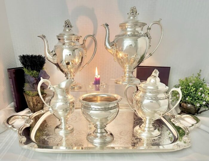 vintage reed and barton rogers silver plated tea and coffee service set 6 pieces 1635