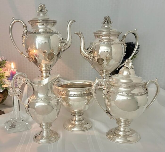 vintage reed and barton rogers silver plated tea and coffee service set 6 pieces 6223