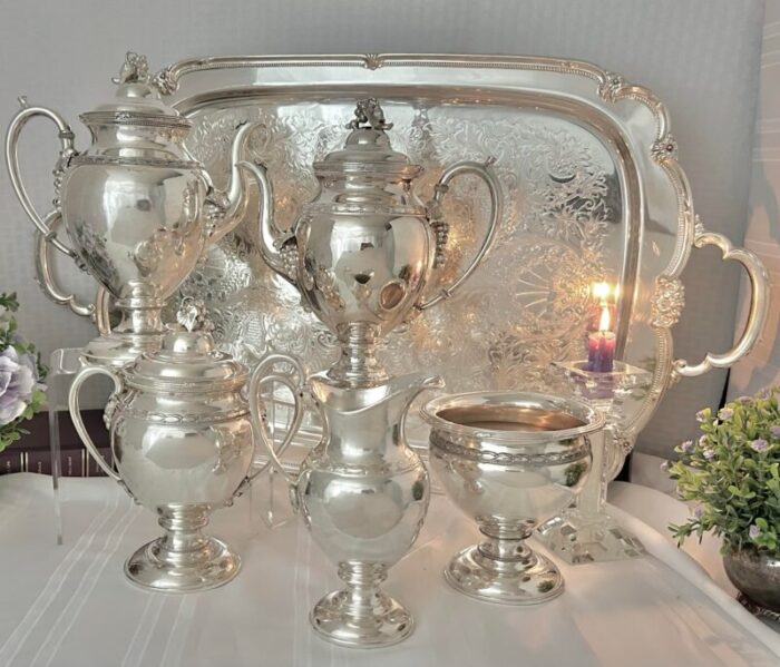 vintage reed and barton rogers silver plated tea and coffee service set 6 pieces 7538