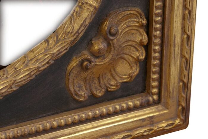 vintage round ebony and gold leaf wall mirror italy 3