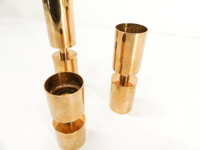 vintage scandinavian candlesticks in brass by thelma zoega 1976 set of 3 7