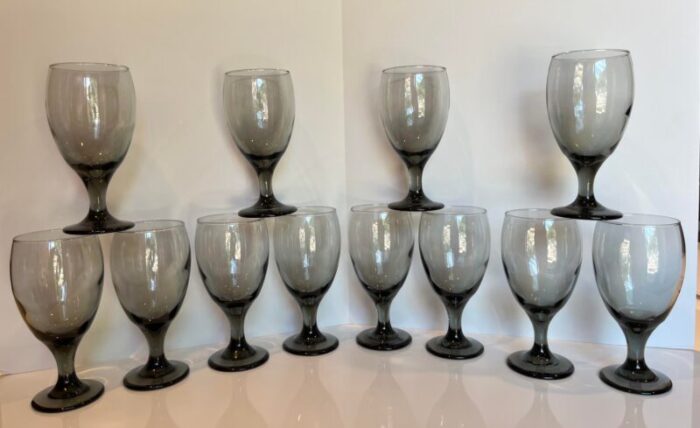 vintage smokey quartz drinking glasses set of 12 7303