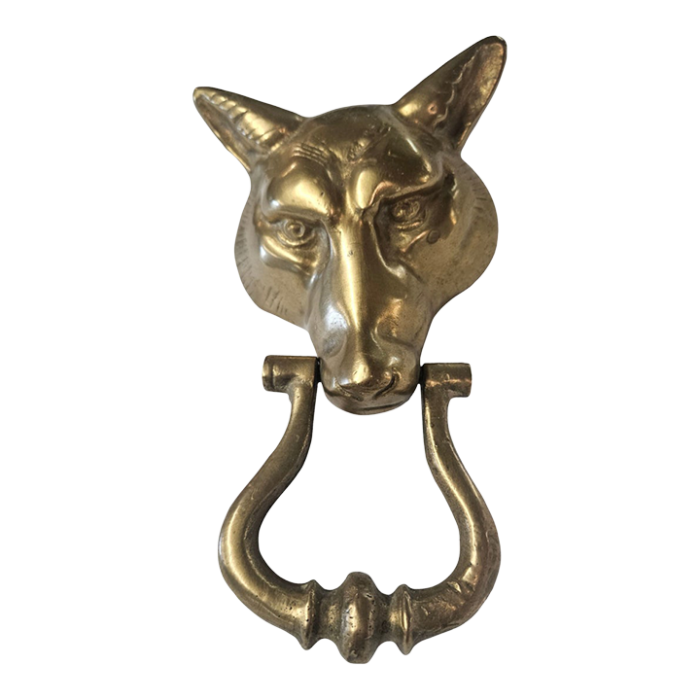 vintage solid brass fox head door knocker 1763