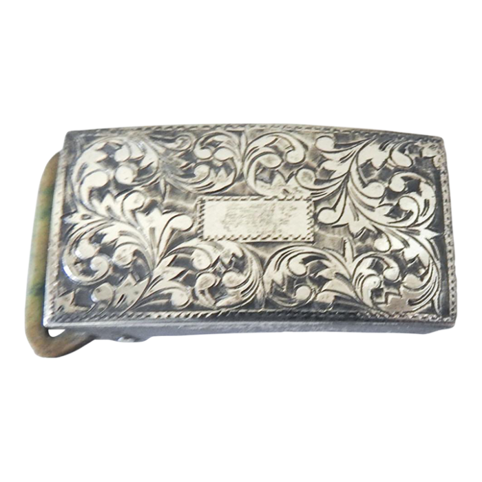 vintage sterling silver engraved belt buckle 4267