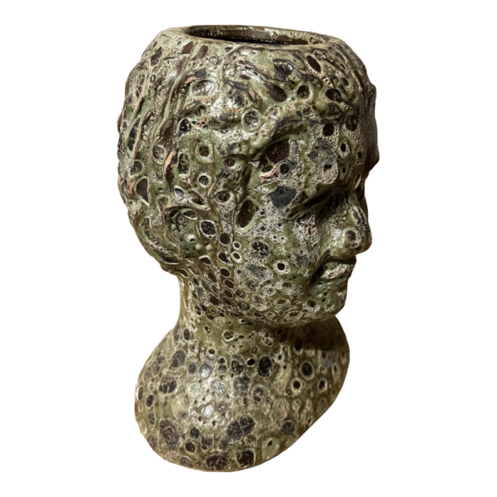 vintage terracotta roman head emperor planter vase 2198