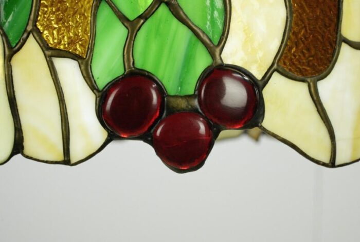 vintage tiffany style fruit motif leaded stained glass pendant light 1464