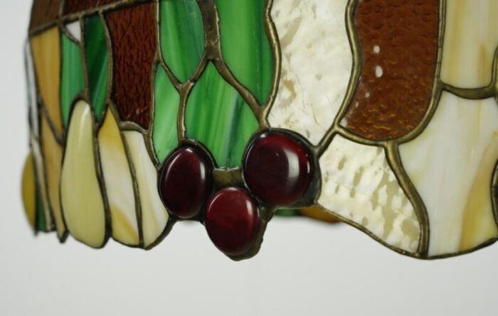 vintage tiffany style fruit motif leaded stained glass pendant light 5904