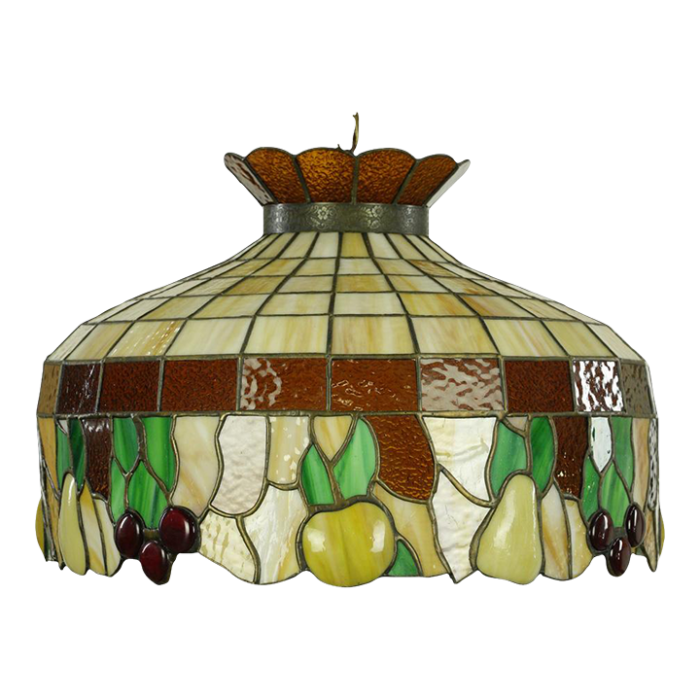 vintage tiffany style fruit motif leaded stained glass pendant light 6508