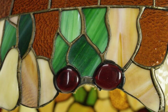 vintage tiffany style fruit motif leaded stained glass pendant light 7381