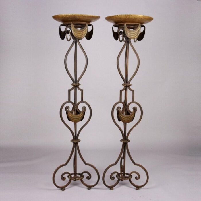 vintage torch floor lamps set of 2 1