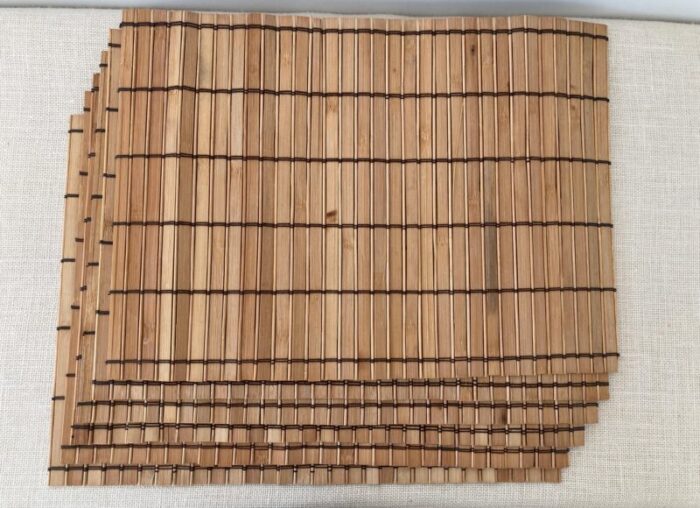 vintage tortoise shell burnt bamboo wood placemats set of 6 3615