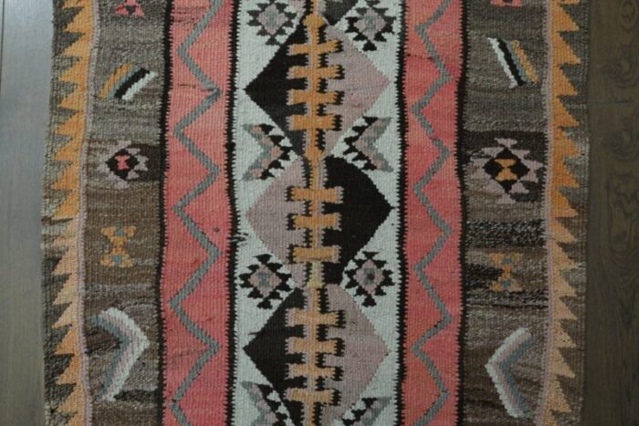 vintage turkish pink runner handmade rug 1960s 7