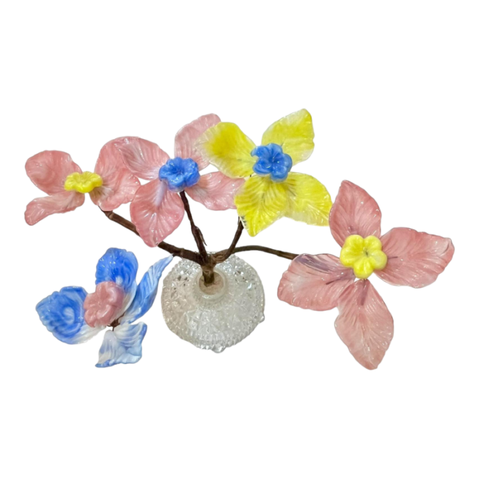 vintage venetian glass flowers floral bouquet 6085