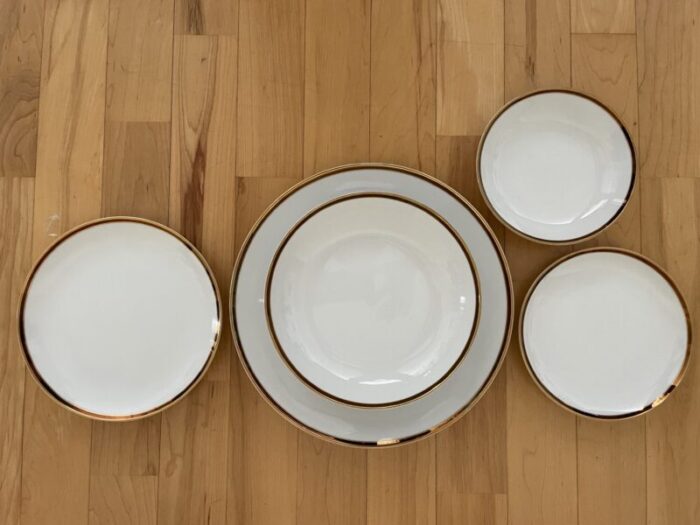 vintage white arita dinnerware with gold rim set of 91 pieces 6531