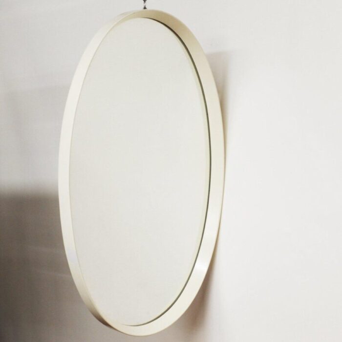 vintage white plastic oval mirror 1970s 3