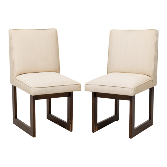 vladimir kagan contemporary american nobu or cubist walnut upholstered dining chairs a pair 0014