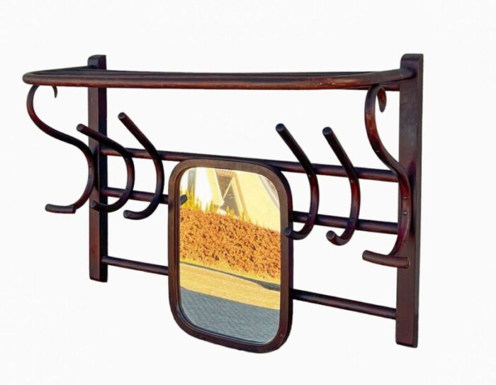 wall mounted coat rack with mirror from fischel 1900s 2