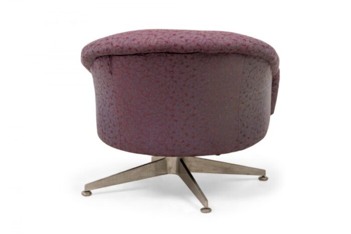 ward bennett american mid century chrome and light purple tufted swivel tub lounge armchair 0880