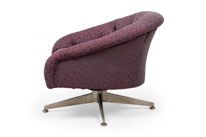 ward bennett american mid century chrome and light purple tufted swivel tub lounge armchair 4884