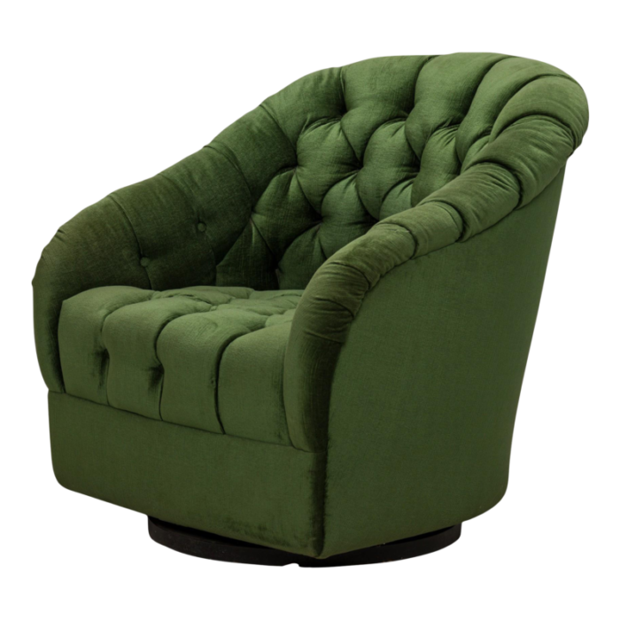 ward bennett american mid century green button tufted swivel tub lounge armchair 1340