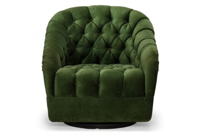 ward bennett american mid century green button tufted swivel tub lounge armchair 2088