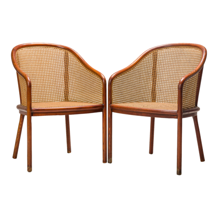 ward bennett american mid century steam bent ash and cane armchairs a pair 2231