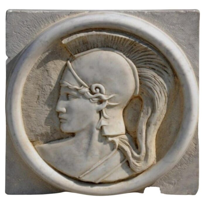 white carrara bas relief with pallade atena motif early 20th century 2