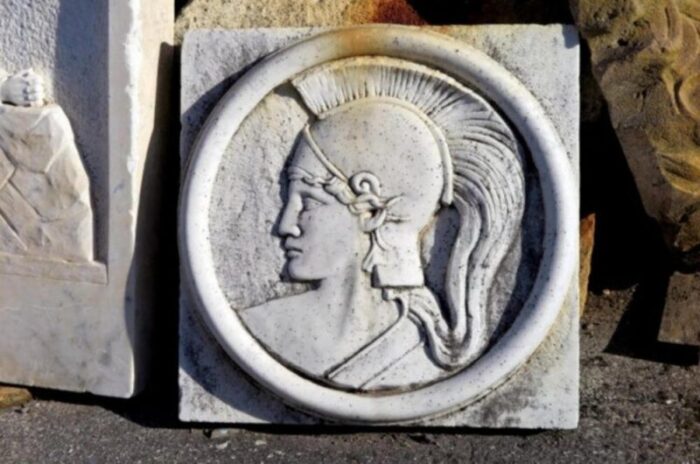 white carrara bas relief with pallade atena motif early 20th century 4