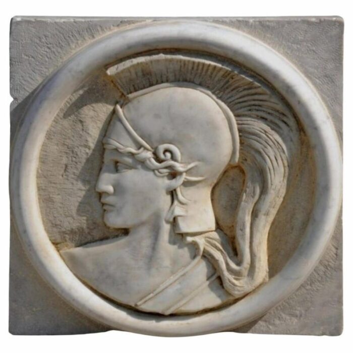 white carrara bas relief with pallade atena motif early 20th century 6