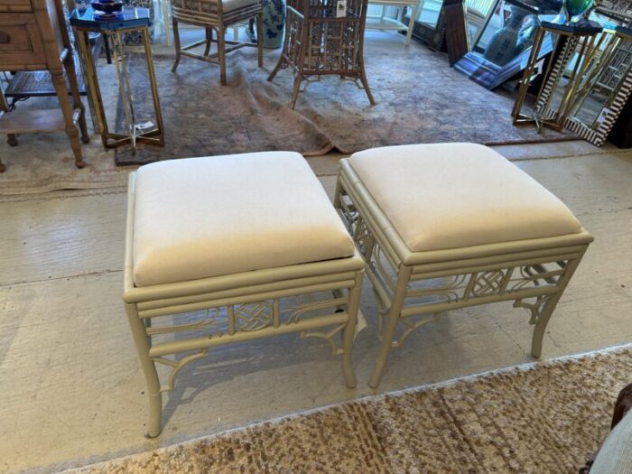 white rattan and canvas square ottomans by red egg a pair 1564