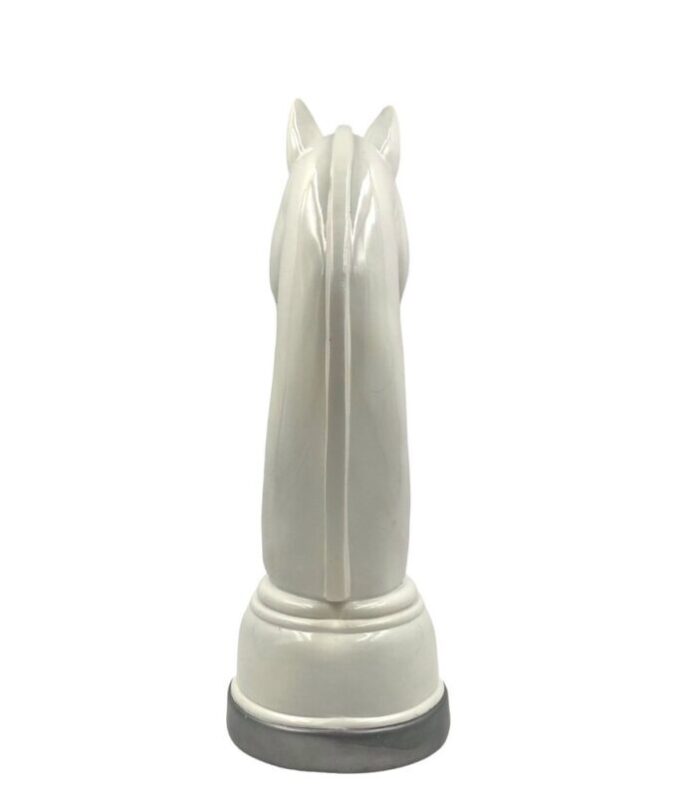 white resin chess horse sculpture italy 1970s 11