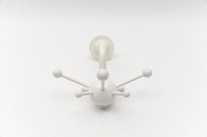 white sputnik wall hook lacquered wood and metal in the style of osvaldo borsani 1970s 5