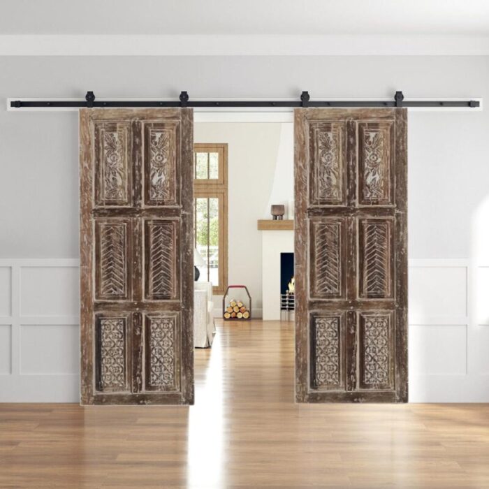 whitewash indo french carved sliding barn door 80 9256