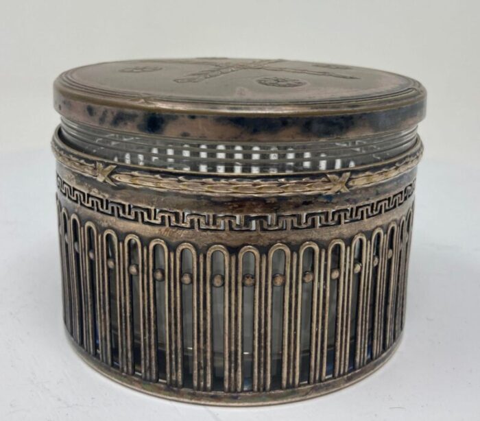 wmf german art deco round silver plated box 1910s 5669