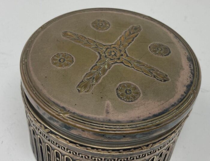 wmf german art deco round silver plated box 1910s 5949