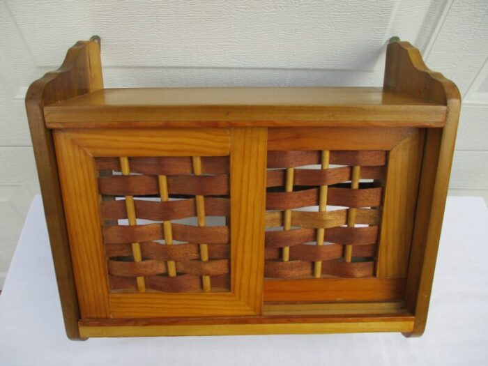 wooden wall cabinet with bark front doors 5345